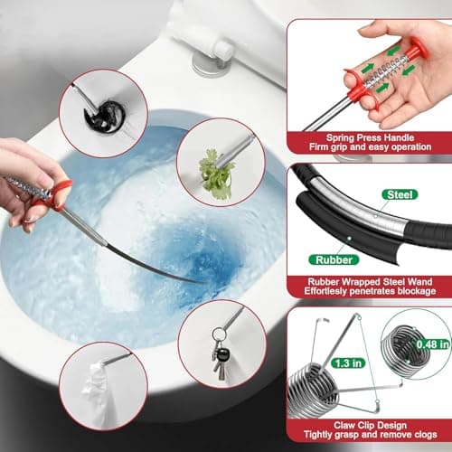 GDOMI 33 Inch Drain Snake Clog Remover,Flexible Grabber Claw Tool for Hair, Pipe & Kitchen Sink Drain view 4