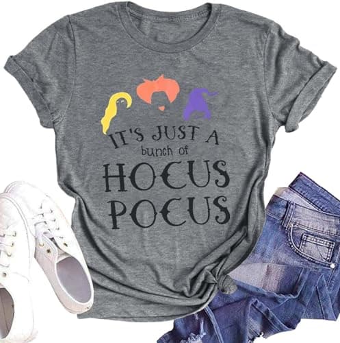 DESFSE It's Just A Bunch of Hocus Pocus T-Shirts for Women Sanderson Sisters Shirt Halloween Movie Graphic Fall Tee Tops — image 1