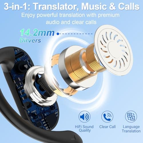 DUSONLAP Ai Translation Earbuds Real Time,164 Languages Translator Earbuds | 6 Translation Modes/No Subscription,Audio and Video Calls Translator Headphones,Audifonos Traductores Inglés Español view 5