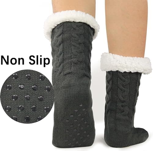 BenSorts Men Fuzzy Slipper Socks with Grippers Non Slip Indoor House Socks Christmas Gifts view 2