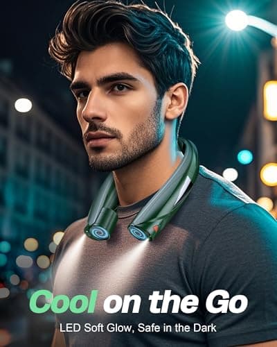 Laimiod Portable Neck Fan - with LED Book Light, 6-20 Hrs Long Battery, 6-Speed Adjustable, USB-C Rechargeable, Ultra Quiet, Hands-Free Personal Cooling for Men Women Outdoor Indoor view 3