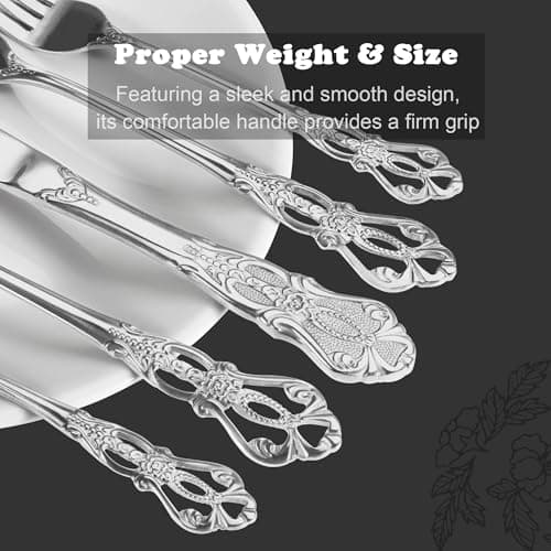 Runfly Gorgeous Retro Royal Stainless Steel 20 Pieces Flatware Set, Silverware Set, Anti-rust Stainless Steel Cutlery Set Utensils Including Fork Spoon and Knife view 3