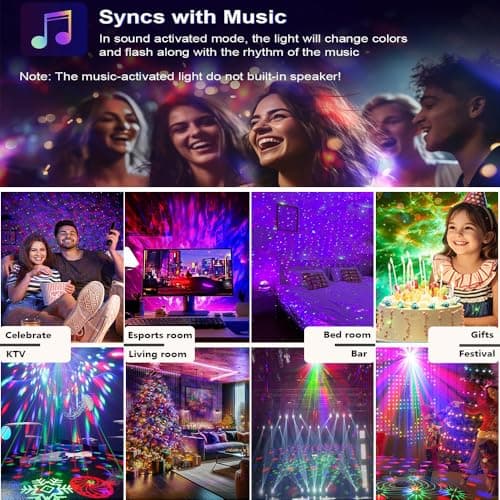 Disco Ball Party Lights,DJ Disco Lights Sound Activated LED Stage Strobe Light Star Ocean Projector with Remote Control for Home Decoration Parties Gift Club Bar Festival Christmas Birthday Wedding view 5