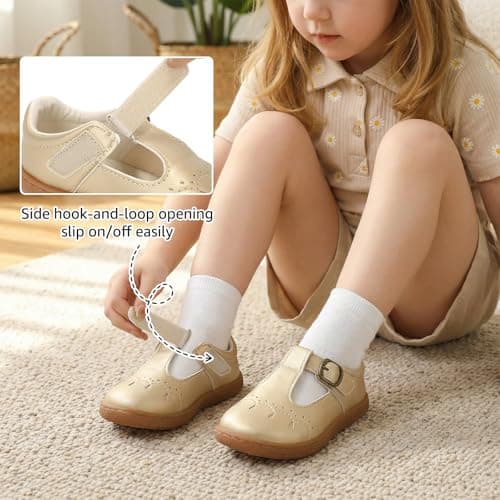 WIDE TOE BOX Little Girls Mary Jane Dress Shoes Toddler Ballet Flats for Girl Party School Shoe view 5