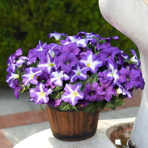 FULLMUSIC Spring Artificial Flowers for Outdoors, UV Resistant Fake Morning Glory, Look Real Faux Silk Plants for Front Door Garden Porch Planter view 4