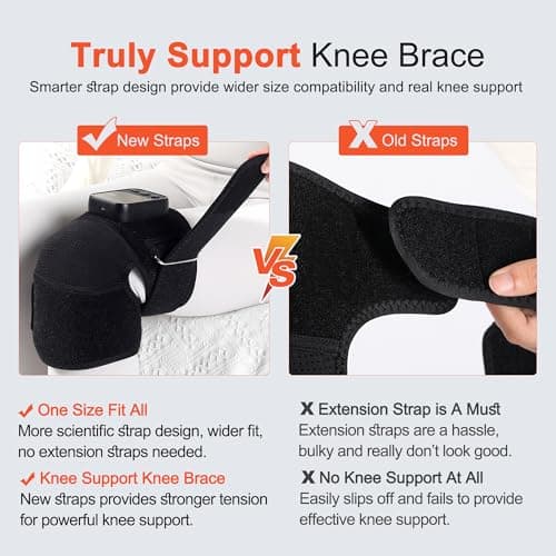 KlugPop Knee Massager with Heat for Pain Relief V5.0[2026 Upgraded] Electric Cordless Knee Brace Heated with 3 Vibration Massage Mode 6 Heat Levels for Men Women (Black, 1Pack) view 3