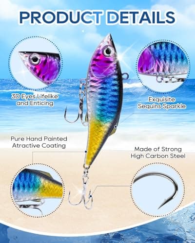 UCEC Fishing Lures Tackle Box with Tackle Included, Fishing Kit with VIBs, Minnows, Frogs, Soft Baits & Hooks, Freshwater Lure Kit for Bass Walleye Trout, Mens Fishing Gifts, Ideal for Father's Day view 4