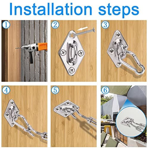 GOOSUO Shade Sail Hardware Kit 5 Inches, Sail Shade Hardware Kit for Triangle and Square, Sun Shade Sails Installation kit 304 Stainless Steel for Patio Lawn Garden Outdoors view 5