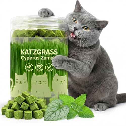 Prettypum Cat Grass Treats for Indoor Cats - Freeze Dried Cat Grass Crunchy Snacks for Hairball Control and Digestive Support - Natural Kitty Grass Supplement - 4.23 oz — image 1