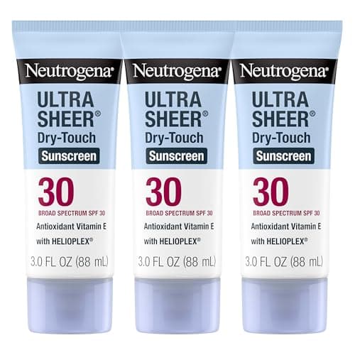 Neutrogena Ultra Sheer Dry-Touch Sunscreen for Face & Body, Helioplex SPF 30 Broad Spectrum UVA/UVB, Lightweight, Water Resistant & Non-Greasy, Hawaii Act 104 compliant, Travel Size 3 fl oz, Pack of 3