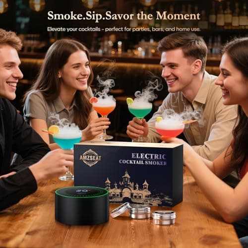 AMZSEAT Electric Whiskey Smoker Kit-Rechargeable Cocktail Smoker Set with 6 Wood Chips-Unique Bourbon Ideal Christmas, Birthday, Valentine's Day Gift,Gifts for Men, Dad, Husband view 3