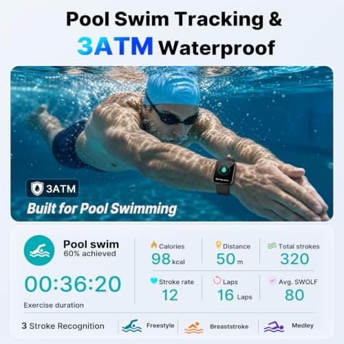 2026 Smart Watch for Men Women, GPS, 3ATM Waterproof, AI Voice Assistant | 1.85" Fitness Tracker,100 Sports Modes incl. Swimming, Heart Rate, SpO2, Sleep & Stress, Bluetooth Calls for Android iOS view 5
