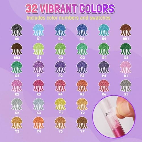 LET'S RESIN PAINT Jumbo Glitter Gel Pen Set,32 colors Metallic Shimmer Glitter Pens for Adult Coloring Books, Scrapbooking,Greeting Cards,DIY Crafts,Capped Sparkly Pens, Non-Toxic & Smooth view 4