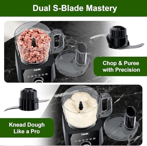 Camic Food Processor, 600W, Shredding and Slicing, French Fries Cutter, Kneading, Meat and Vegetable Chopping, Ice Crushing, 6 Presets, Easy to Operate and Clean for Home Use (Standard Version) view 5