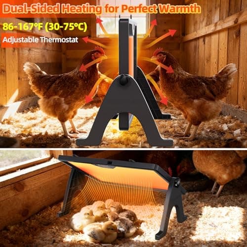 Gyrivav Brooder Plate for Chicks with Remote Control, Double-Sided Chick Heat Plate, Night Light, 4 Timer Modes, LED Light, Adjustable Angle & Temp Display, 180W for Chicks/Ducks/Cats/Dogs (Black) view 3