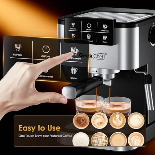 Geek Chef Espresso Machine with Milk Frother, 20 Bar Automatic Espresso Maker, Fast Heating Coffee Maker for Cappuccino, Latte & Iced Coffee, Easy to Use & Clean, for Home Barista view 4