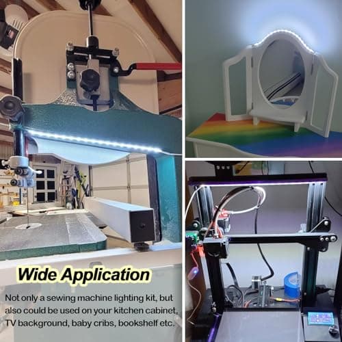 Hanbaak Sewing Machine LED Light Strip, Adhesive LED Sewing Strip Light with Touch Dimmer, 11.8in Sewing Light Strip and 6.6ft USB Cable, Cold White 6500K view 6