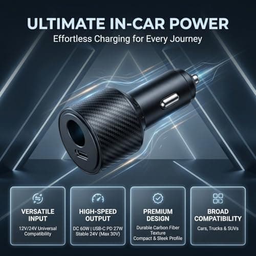 FIRRAX 2 in 1 Starlink Mini Car Adapter 12V to 24V DC Step Up Converter, 6.5FT 20AWG Starlink Mini Cable with Cigarette Lighter Adapter 60W DC + 27W PD Car Power Supply for RVs, Boats, Trucks view 5