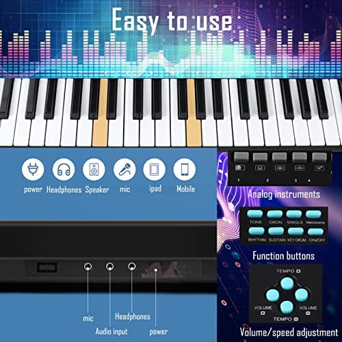 61 keys keyboard piano, Electronic Digital Piano with Built-In Speaker Microphone, Portable Keyboard Gift Teaching for Beginners, electric piano for kids view 6