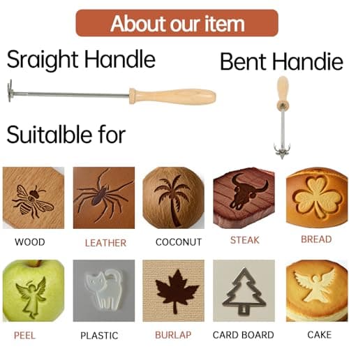 TOPORNEE 104 Pcs Mini 1" Wood Branding Iron Set, A-Z Letters and 0-9 Numbers, 1.6 Inch Antlers with 10 Inch Wood Handle (104PCS 1" Assorted Characters Set) view 6