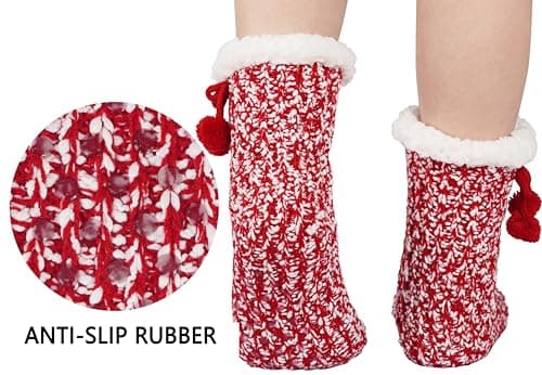 BenSorts Women Non Slip Winter Thick Slipper Socks with Grippers Warm Fuzzy Socks Christmas Gifts view 2