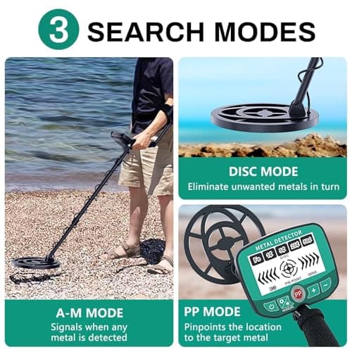 Metal Detector for Adults & Kids, High Accuracy Professional Metal Detectors 10" Detection Depth, 3Detection Modes Metal Detectors,with LCD Display, Adjustable 37.4" to 48.8" Gold Detector view 3