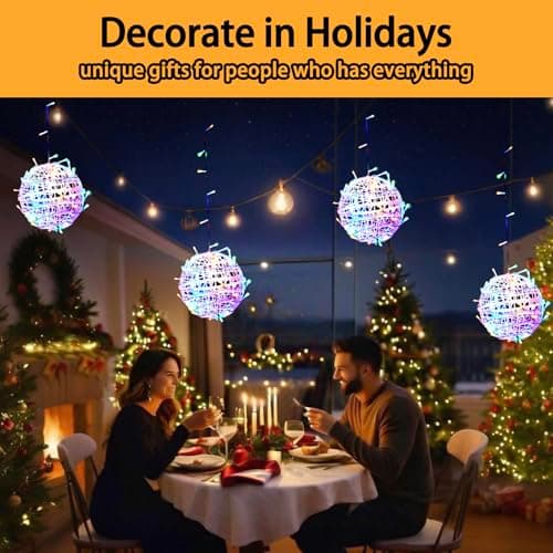WISEgham Christmas Solar String Lights Outdoor, 4Pc 160LED 29.5ft Solar Powered Globe Fairy Lights Waterproof, 8 Modes Ball Lights Outside for Tree Garden Yard Porch Lawn Holiday Decor, Multicolor view 6