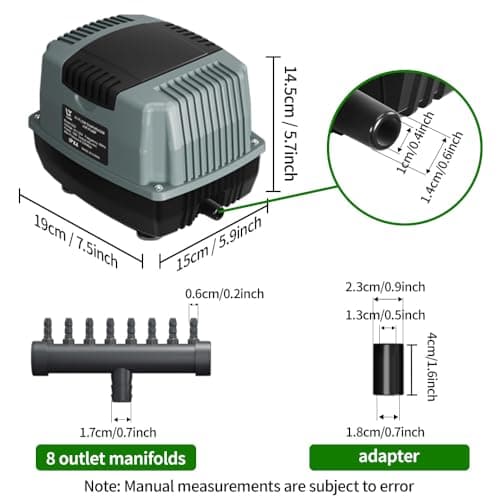 LYCLEAN High-Flow Diaphragm Air Pump, 18W Hydroponic Air Pump with 40 L/min, 0.035Mpa Aquarium Air Pumps with Adjustable Controller, Pond Air Pump for Aquarium, Fish Farm, Seafood Restaurant Air Pump view 4