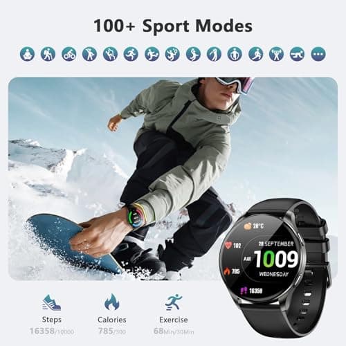 Blackview Smart Watch for Women Men (Make/Answer Calls),1.43''AMOLED Touchscreen Fitness Tracker with 100+ Sports Modes, Heart Rate/SpO2/Sleep Monitor/2 Straps, Smartwatch for iPhone & Android view 5