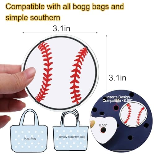 Mity rain Decoration Accessories for Bogg Bag, Bag Charms Compatible with Bogg Bag Original All Models, Insert Decorative Words for Handbag Beach Tote Bag (Baseball) view 3