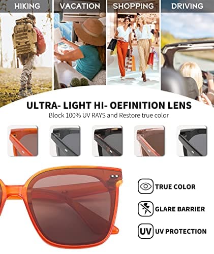 FEISEDY Retro Square Sunglasses Women Men Oversized Vintage Shades B4087 view 4