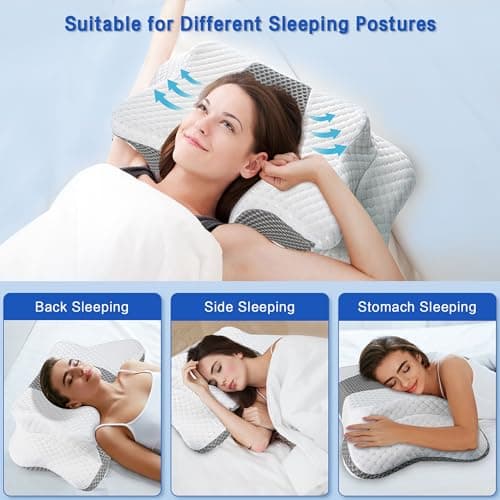 Pain Relief Cervical Pillow for Neck Support,Adjustable Ergonomic Pillow Cozy Sleeping,Odorless Orthopedic Memory Foam Pillows,Contour Bed Pillow for Side Back Stomach Sleeper view 4