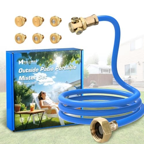 Mellbree Misters for Outside Patio, Standing Outdoor Hose Misting Cooling System, Portable Water Mister for Patio, BBQ, Pool, Garden, Bird Bath, Tanning, Mist Sprinkler for Plants, 80 Inch Blue view 1