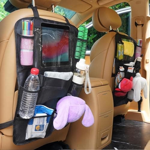 AYWVRBST Car Backseat Organizer, 9 Storage Pockets, Thickened 600D Polyester,Waterproof, Durable, Universal Fit for Sedan SUV, Truck, Minivan(1, Black) view 2