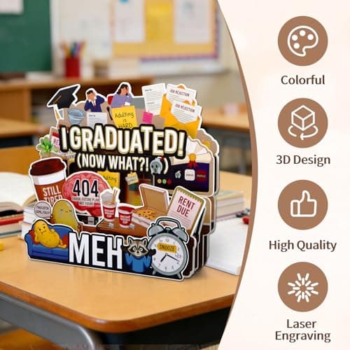 FaCraft Funny Graduation Cards - Relatable Meme I Graduated Now What Adulting is Hard Gifted Kid Burnout I'm Just a Girl/Guy 404 Error Future Not Found - 5-Layer Pop Up for Bestie Class of 2026 view 6