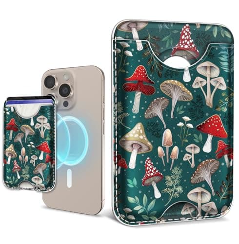 Mavellin for Magsafe Magnetic Phone Wallet, Mushroom Green Magnetic Credit Card Holder Case, Slim RFID Vegan Leather Magnet Wallet Women, Stick on Back for iPhone 16 15 14 13 12 Pro Promax, 3 Cards — image 1