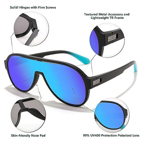 FEISEDY Polarized Men Women Sunglasses, Oversized Fahion One Piece Sun Glasses, Lightweight TR90 Frame B4080 view 5