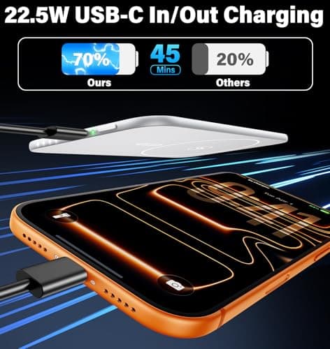 0.29" Ultra Slim 5000mAh for Magsafe Power Bank Mini 22.5W USB C Fast Charging Magnetic Battery Pack, Wireless Portable Charger Powerbank for iPhone 17 16 15 14 13 12 Plus/ Pro/ Pro Max Android Silver view 4