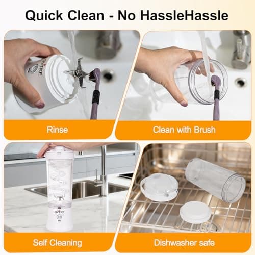 GVTKE Portable Blender Dual Mode 18000RPM 20Oz Blending Cup Ice Crushing Smoothie Frozen Fruit Mini Home Gym Travel(White) view 5