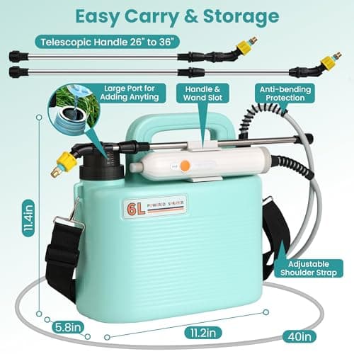 Electric Garden Sprayer 1.6 Gallon - Battery Powered Weed Sprayer Wtih 3 Nozzles, Backpack Sprayer in Lawn and Garden, Pump Sprayer for Gardening, Watering & Spring Planting view 4