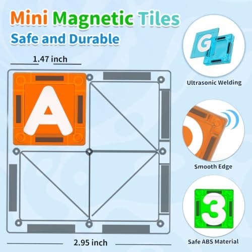 SKTMYY Magnetic Tiles Letters & Numbers, 69PCS Alphabet ABC Learning Toys view 4