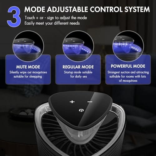 Fruit Fly Traps for Indoors, Mosquito Trap with Upgraded Dual Core Fan & Double Circles of Blue Light for Mosquitoes Flies, 3 Speed Adjustable Fruit Fly Trap for Indoor Kitchen Home view 5