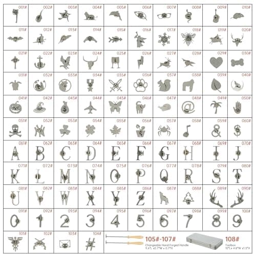 1 Inch 104-Piece Stainless Steel Branding Iron Kit - Alphabet, Numbers & Animal Designs for Wood Burning, Leather Crafting, Steak Marking, BBQ Grill & DIY Personalized Gifts (104) view 6