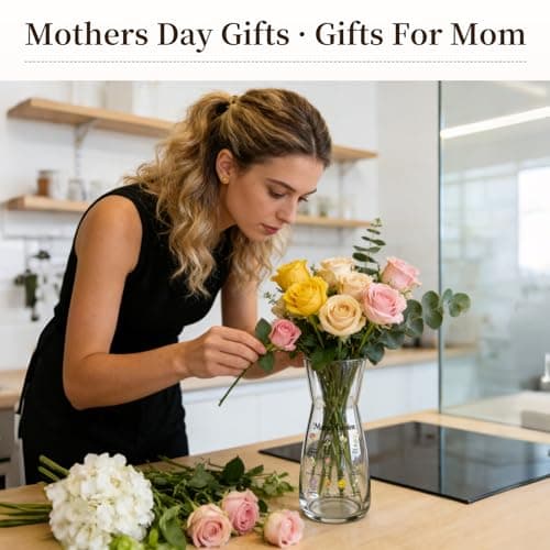 8 inch Clear Glass Flower Vases,Mom Gifts Mothers Day for Wife from Daughter Son,Birthday Gifts for Mom,Centerpiece Table Home Indoor Desk Decor view 5