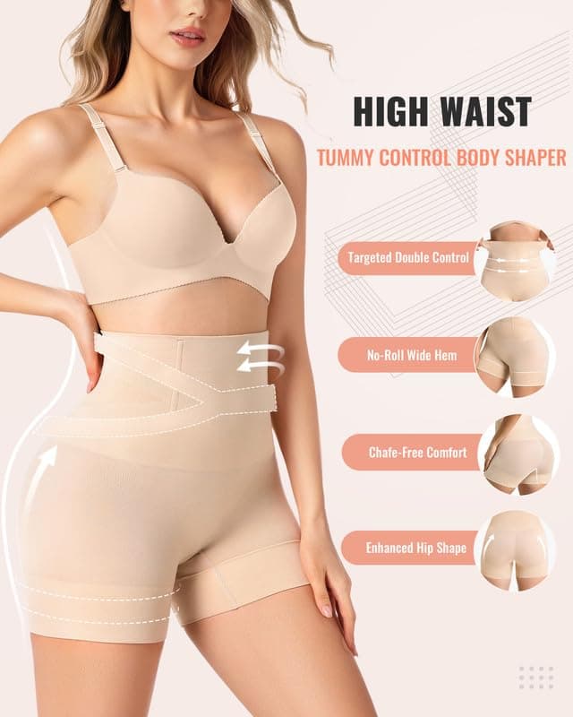 ForeverShaper Shapewear for Women Tummy Control High Waist Body Shaper Thigh Slimmer Butt Lifter Shapewear Shorts Under Dress view 2