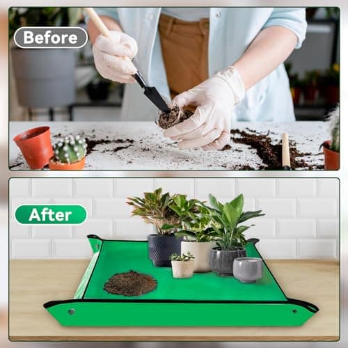 vuicci Plant Repotting Mat 26.8" X 26.8",Square Succulent Gardening Mat Waterproof Transplanting Mat Thickened Foldable Soil Change Mat and Potting Soil Mess Control Tidy Tray Repotting Mat view 3