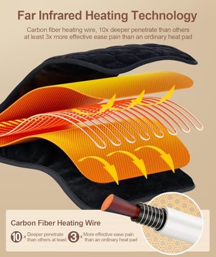 UTK 30s Fast Heating Pad, 3X Deeper Pain Relief Far Infrared Heating Pad for Back & Cramps, 8 Heat Setting, 4H Auto Off, FSA-HSA Eligible, Adjustable Strap, Machine Washable,Mothers Gifts 12" x 24" view 3