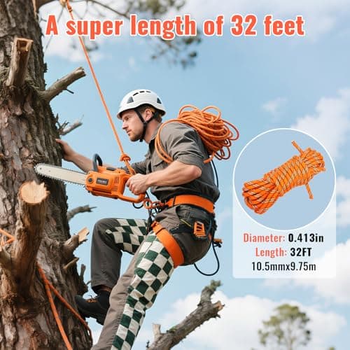 Keepark 10.5mm 1/2 Inch Static Climbing Rope - 32FT to 150FT - 9000lbs Arborist Tree Rope, Heavy Duty Rappelling Rope for Adults & Kids Rock Climbing, Fire Rescue, Escape, Caving, Sailing & Swing view 4