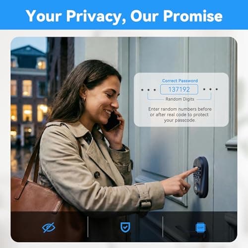 IRONZON Keyless Entry Door Lock - 350Y 5-in-1 Fingerprint Smart Locks for Front Door with Handle Set, Electronic Keypad Door Lock with Handle and Deadbolt - Black view 6