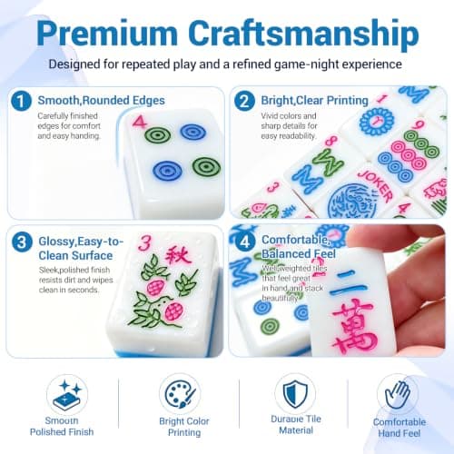 American Mahjong Tile Set,166 Pink 1.2 in Premium Complete Mahjong Set view 5